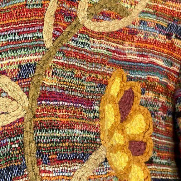 FIBER ART Womens Embroidered Jacket Size L Terra Cotta Blue WOVEN Coat SOUTHWEST - Picture 15 of 15